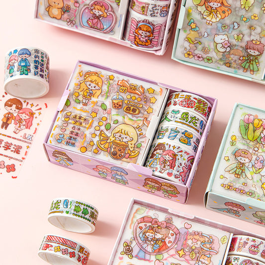 Set de Stickers Adhesivos Infantiles con Diseños Animados y Cinta Decorativa - Image 2