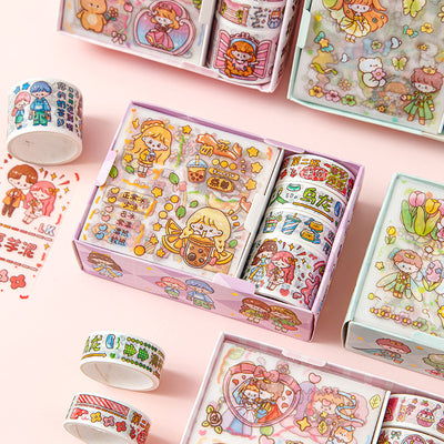 Set de Stickers Adhesivos Infantiles con Diseños Animados y Cinta Decorativa - Image 2