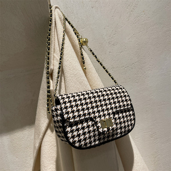 Bolso Mensajero Cuadros Lana Coreano Elegante - Image 3