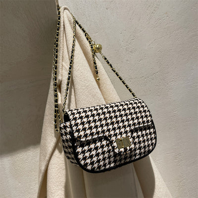 Bolso Mensajero Cuadros Lana Coreano Elegante - Image 3
