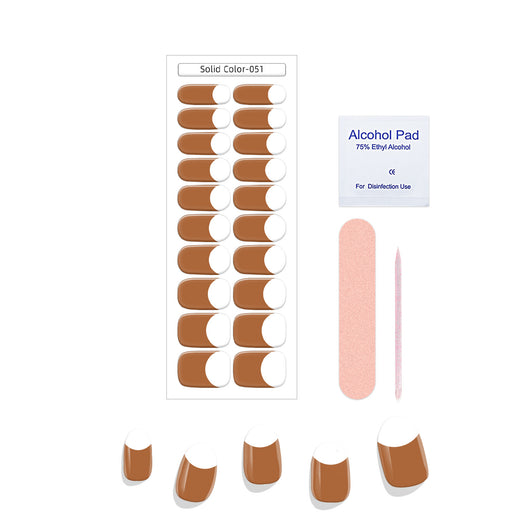 Pegatinas de Uñas Gel Francés Semicocidas Impermeables Color Sólido - Image 11
