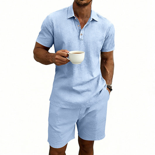 Conjunto de Shorts y Camiseta de Lino para Hombre - Ajuste Relajado - Image 8