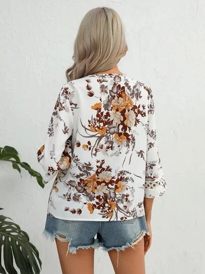 Blusa Elegante Suelta con Escote en V y Mangas Acampanadas de Encaje - Image 16