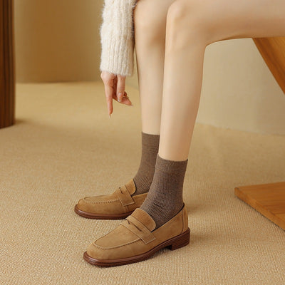 Zapatos de Tacón para Mujer en Piel de Oveja con Punta Cuadrada y Redonda Retro - Image 6