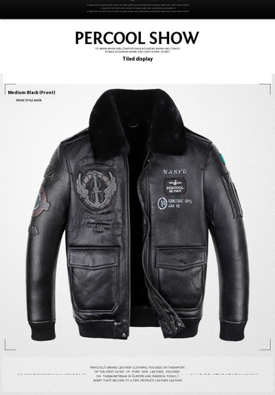 Chaqueta de Cuero Estilo Aviador para Hombre - Image 23