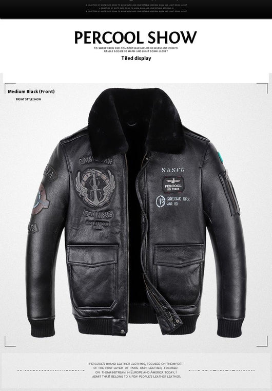 Chaqueta de Cuero Estilo Aviador para Hombre - Image 23