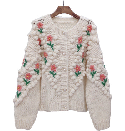 Abrigo Suéter con Bordado Floral para Mujer - Image 11