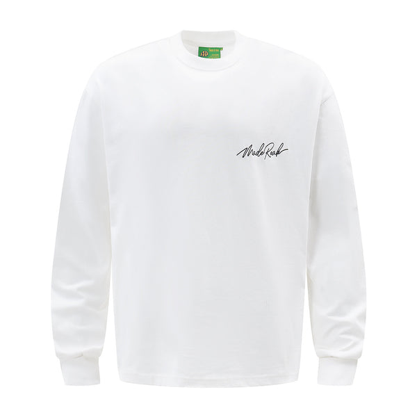 Blusa Larga Holgada con Bordado y Letras Manuscritas