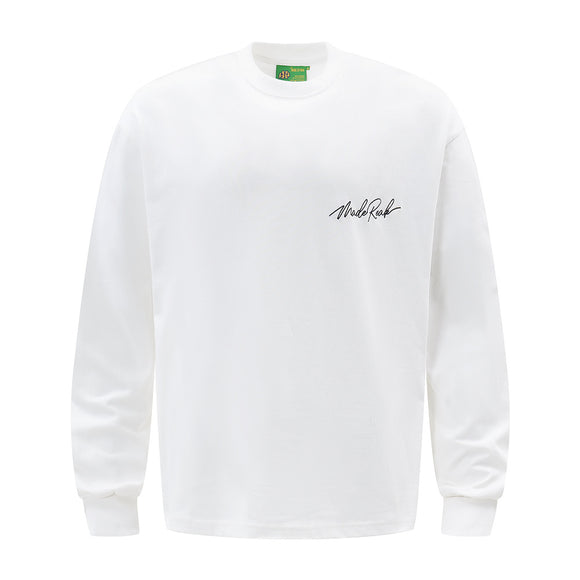 Blusa Larga Holgada con Bordado y Letras Manuscritas
