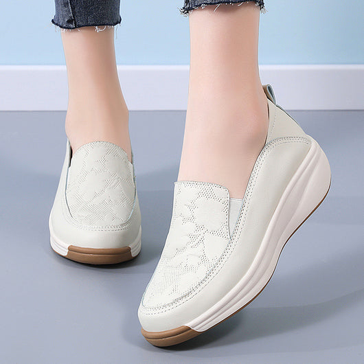 Tenis Blancos Mujer con Suela Gruesa y Cierre Slip-On - Image 2