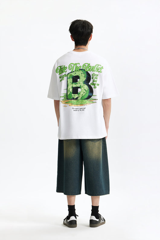 Camiseta Suelta Personalizada Letra B Estilo Urbano Casual para Hombre - Image 13