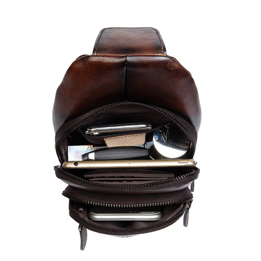 Bolsa Mensajero de Cuero Genuino Estilo Retro para Hombre - Image 5