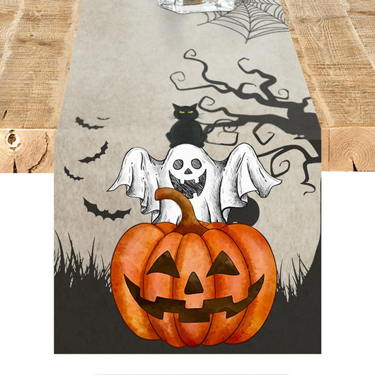 Camino de Mesa de Lino con Diseños de Halloween - Image 29
