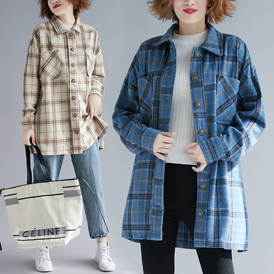 Camisa Acolchada de Cuadros Salvaje Talla Grande para Mujer - Image 8