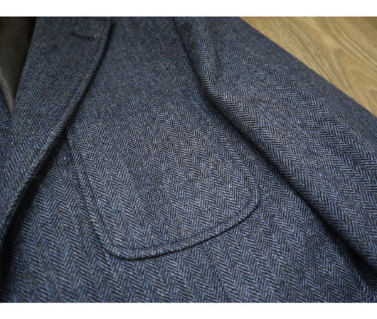 Chaqueta de Trabajo Vintage Americana en Tweed Espiga Lana Pesada con Botones Champiñón - Image 29