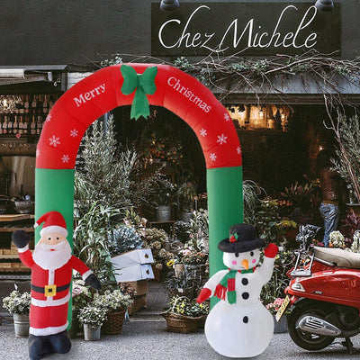 Arco Inflable Navideño Gigante con Papá Noel y Muñeco de Nieve para Jardín - Image 10