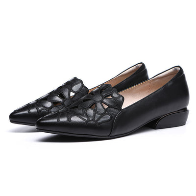 Zapatos de Cuero Suave para Mujer con Bordado Hueco - Image 7