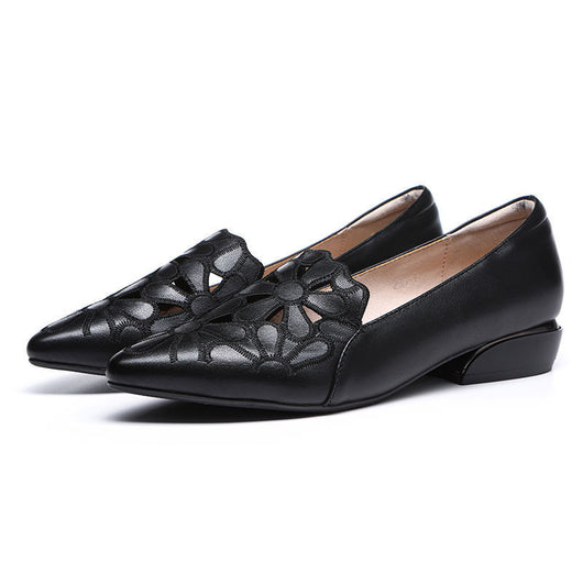 Zapatos de Cuero Suave para Mujer con Bordado Hueco - Image 7