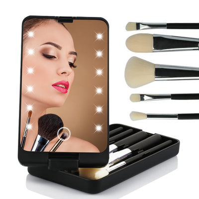 Espejo de Maquillaje Plegable con Set de Brochas - Image 10