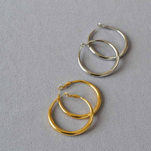 Aretes Argollas Redondas Diseño Clásico Plata 925 Elegancia Minimalista