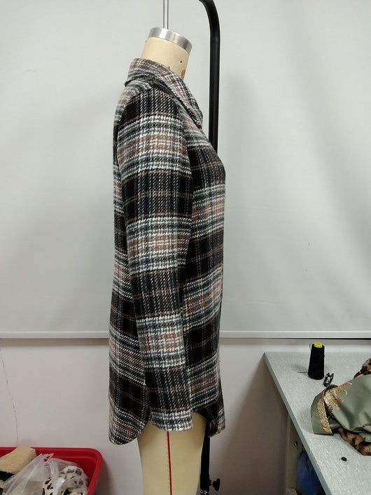 Chaqueta Camisa Cuadros Suelta y Cómoda en Felpa para Mujer - Image 10