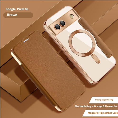 Funda de Cuero para Celular con Cierre Magnético y Tarjetero