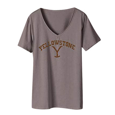 Playera Oversize Cuello V Estampado con Letras para Mujer - Image 4