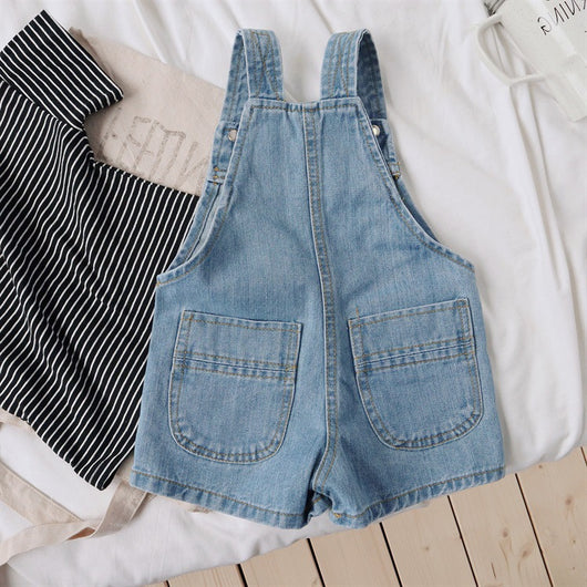 Pantalones Cortos Infantiles con Tirantes Denim Casual - Image 5
