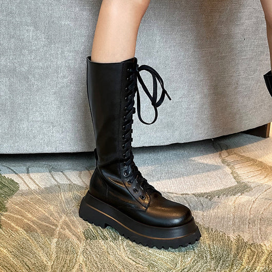 Botas Militares para Mujer con Suela Gruesa y Cierre Lateral - Image 8