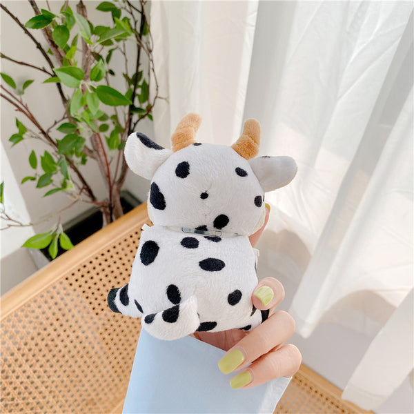 Funda Protectora para Audífonos Bluetooth con Diseño de Vaca Kawaii