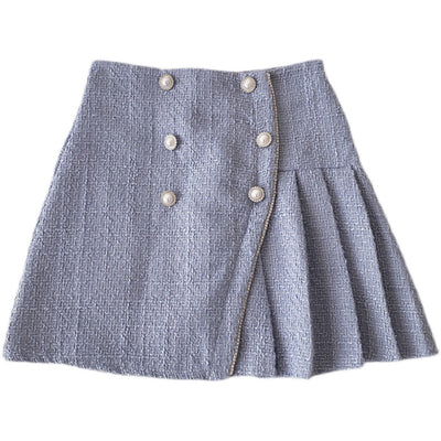 Falda Plisada Cintura Alta con Hebilla de Perla Irregular - Image 8