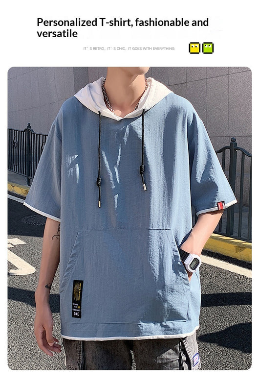 Camisa Casual Holgada de Dos Piezas para Hombre - Image 14