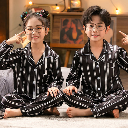 Pijama de Seda de Hielo para Niños y Niñas - Conjunto Cómodo de Talla Mediana y Grande - Image 5