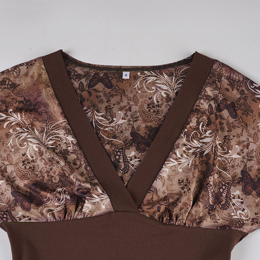 Blusa Retro Estilo Americano con Estampado Floral y Cintura Ajustada - Image 16