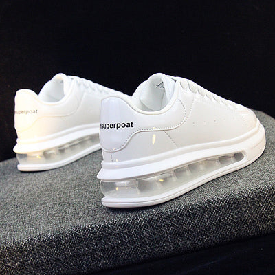 Zapatos Deportivos Blancos Brillantes de Cuero Patentado para Hombre - Modelo Pareja Coreano Versátil - Image 8