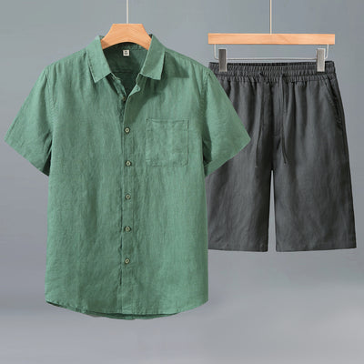 Camisa de Lino Manga Corta para Hombre - Traje Ejecutivo - Image 4