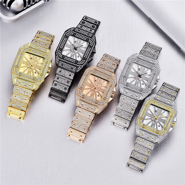 Reloj Hombre Hip Hop Diamantes Esfera Grande Cuarzo