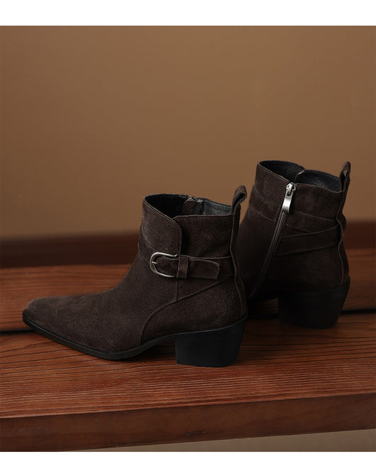 Botas de Ante con Tacón Grueso y Forro Polar para Otoño-Invierno - Image 18