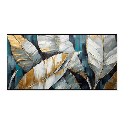 Cuadro Abstracto Hojas de Plátano Dorado Verde - Arte Moderno en Lienzo para Sala y Dormitorio - Image 8