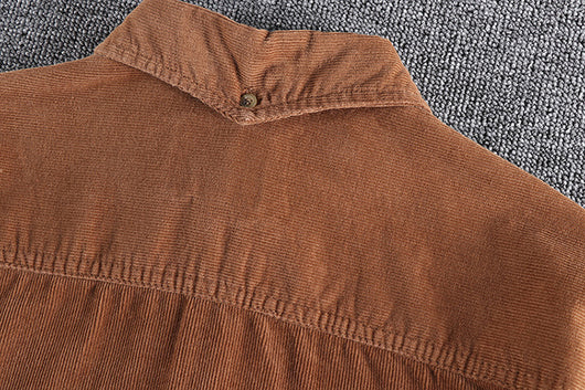 Camisa de Pana Manga Larga Retro con Combinación de Colores para Hombre - Image 39