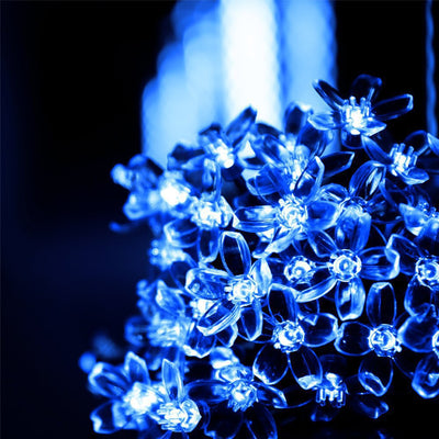 Cadena de Luces LED Solar Flor de Cerezo para Patio Navideño Impermeable