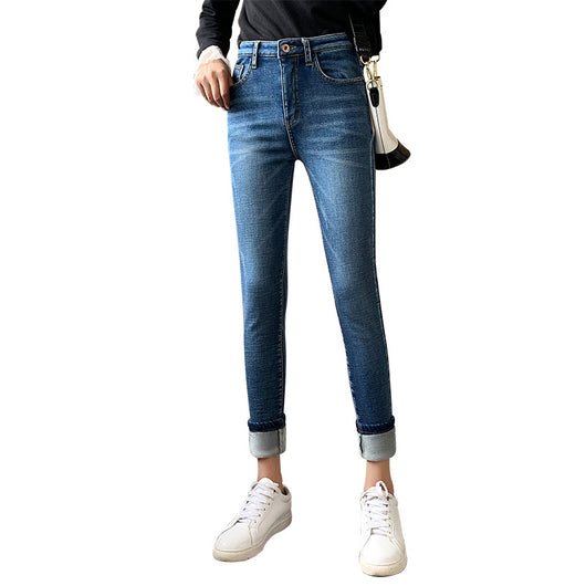 Pantalones Skinny Retro Azul con Pies de Polar - Image 4