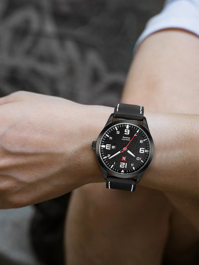 Reloj de Cuarzo para Hombre con Correa de Cuero, Esfera Grande y Calendario - Image 11