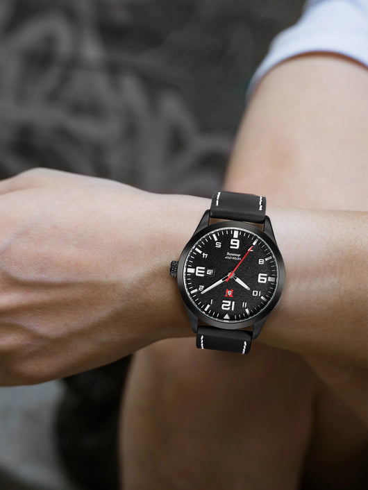 Reloj de Cuarzo para Hombre con Correa de Cuero, Esfera Grande y Calendario - Image 11