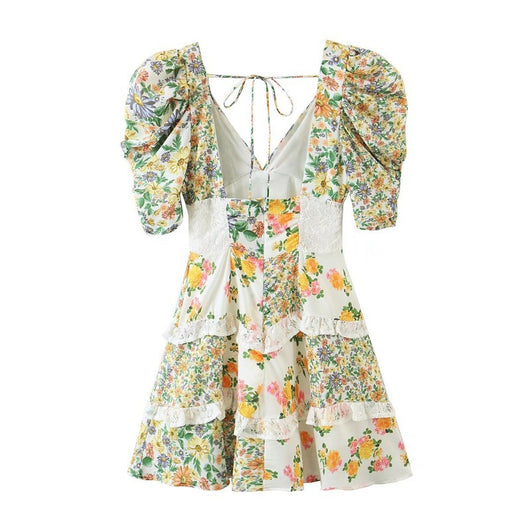 Vestido de Resort con Encaje Estampado y Espalda Abierta - Image 8