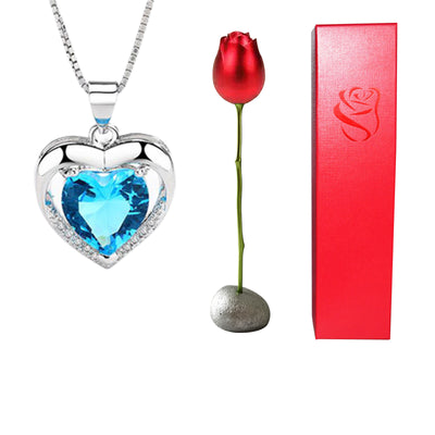 Collar Corazón de Cristal Bicolor con Rosa - Regalo Romántico para Ella - Image 18