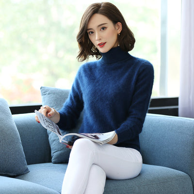 Suéter Cuello Alto Holgado en Cashmere y Terciopelo Mink - Image 9