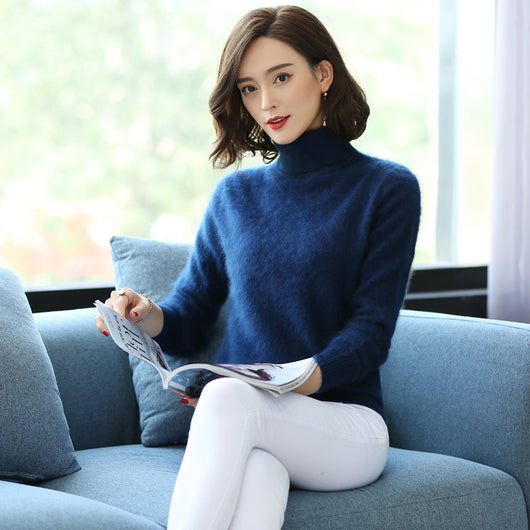 Suéter Cuello Alto Holgado en Cashmere y Terciopelo Mink - Image 9