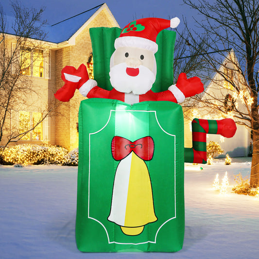 Campana Navideña Inflable con Caja de Regalos