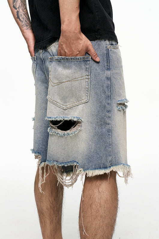 Shorts Vaqueros Holgados Estilo Retro Desgastado - Image 17